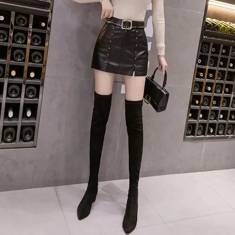 Trendy High Waist Black Shorts Skirt