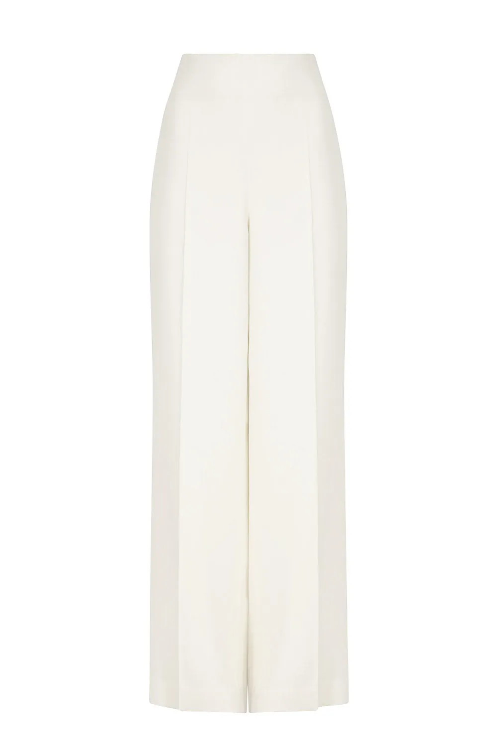 Wide Leg Trousers in Plain Ivory Faille - Paloma