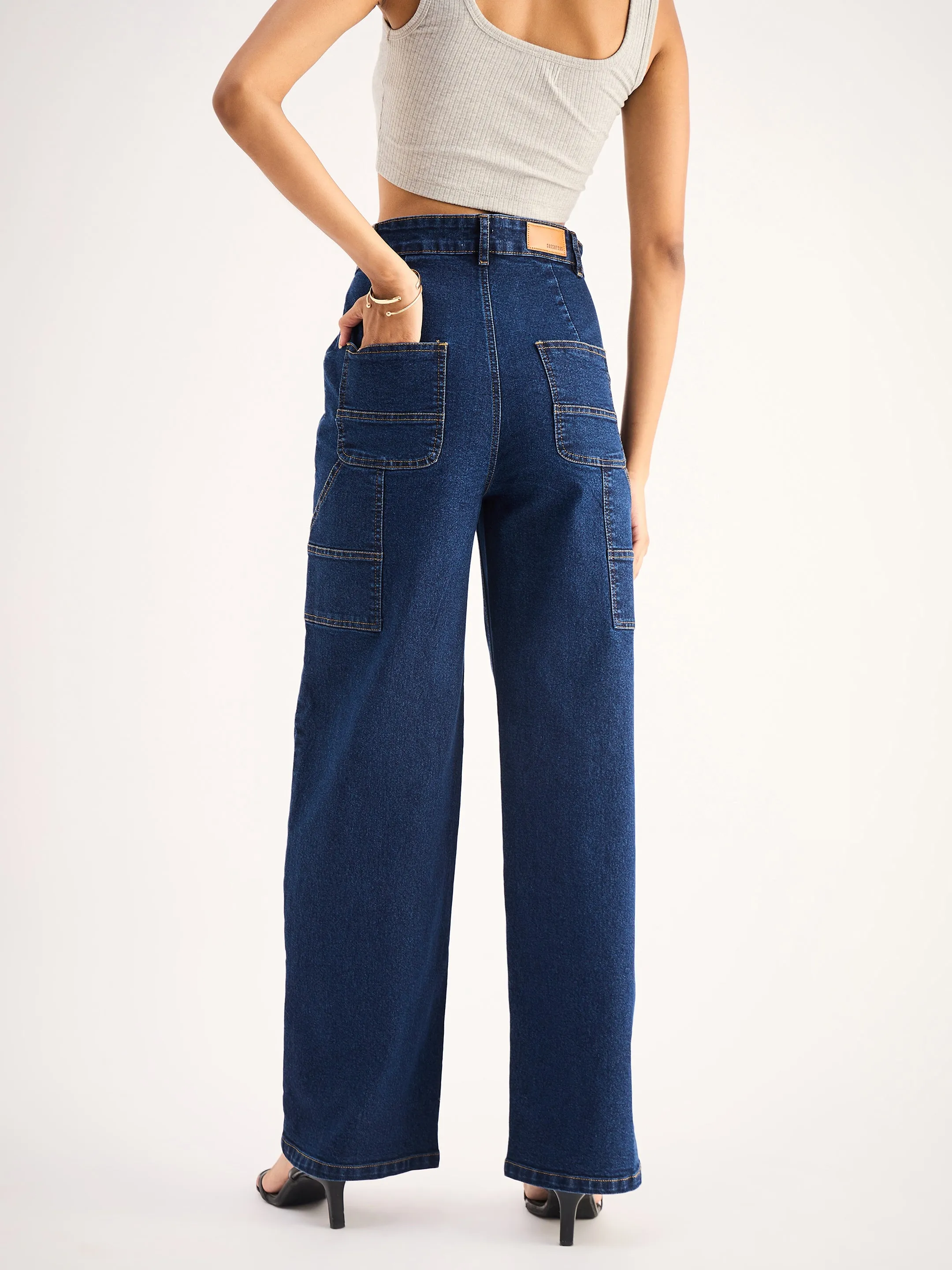 Women Blue Blast High Waist Back Pocket Jeans